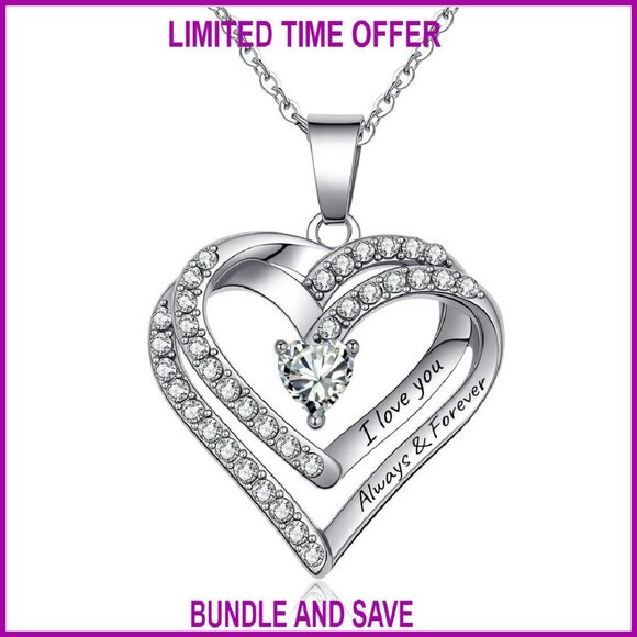 Personalized Birthstone Heart Necklace Custom Name Engraved Stainless Steel